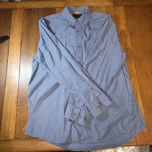 Timberland Mens Plaid Button-Up Long Sleeve Shirt Large 100% Cotton Blue  Casual